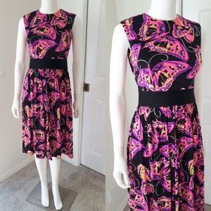 Vintage 1960s Psychadelic Bright Butterfly Dress